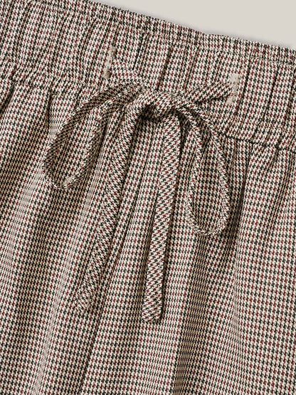 Houndstooth Print Drawstring Waist Pants