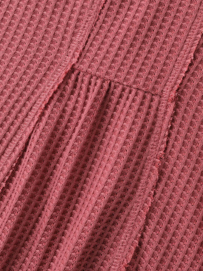 Waffle Grid Side Slit Flared T-Shirt