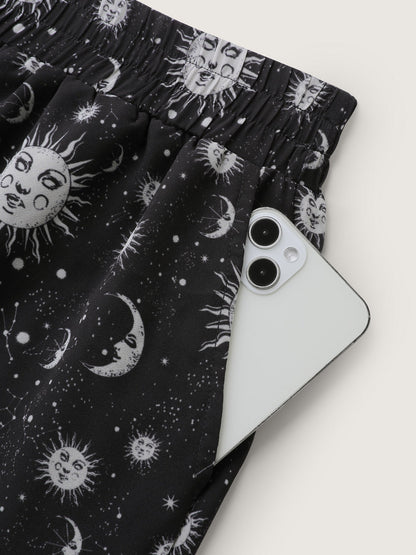 Starry Halloween Night Sheer Wide Waistband Pants