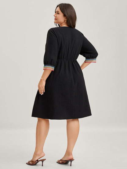 Pure Cotton Colorful Lace Midi Dress
