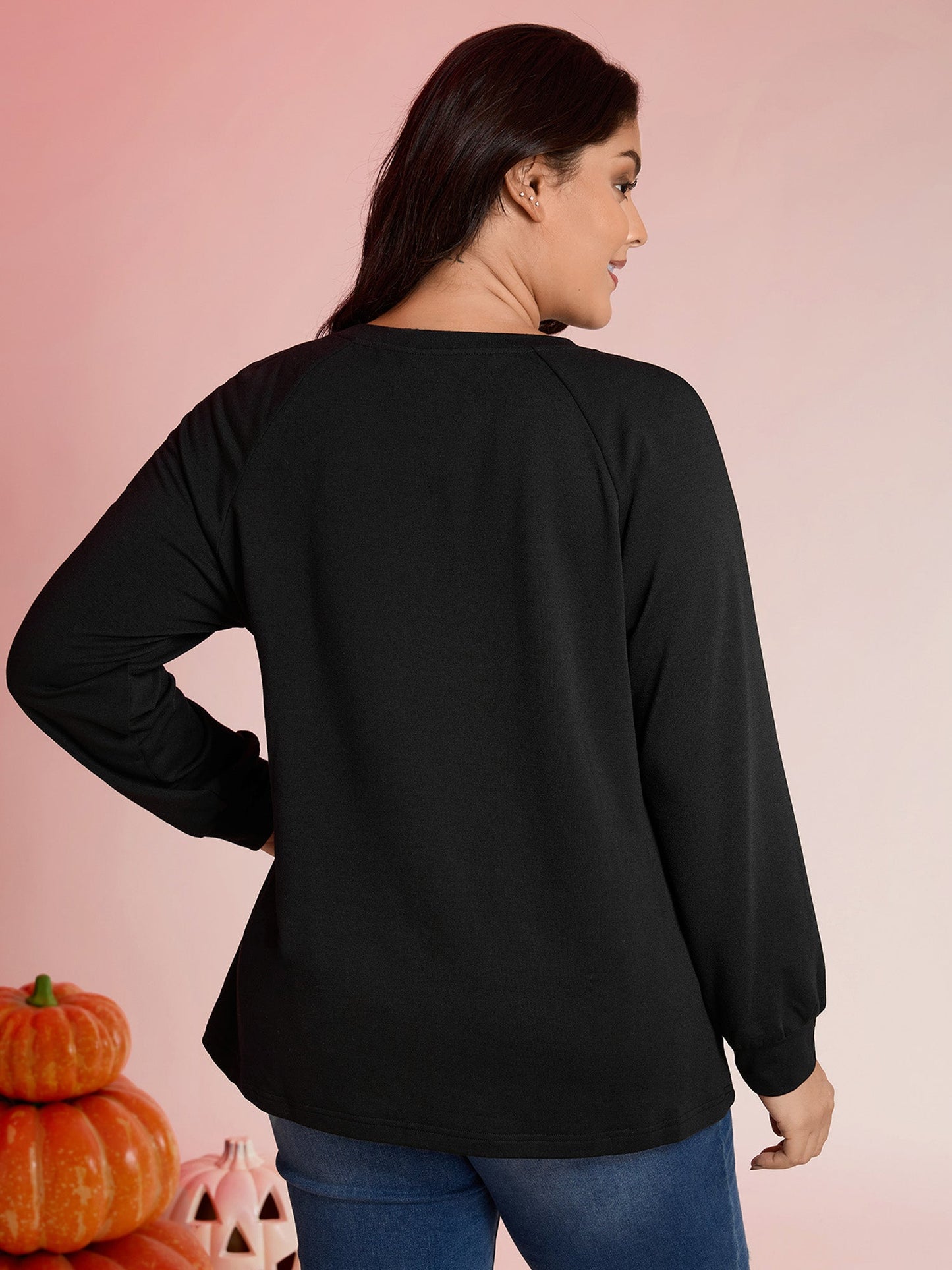 Boo-tiful Embroidery Towel Texture Sweatshirt