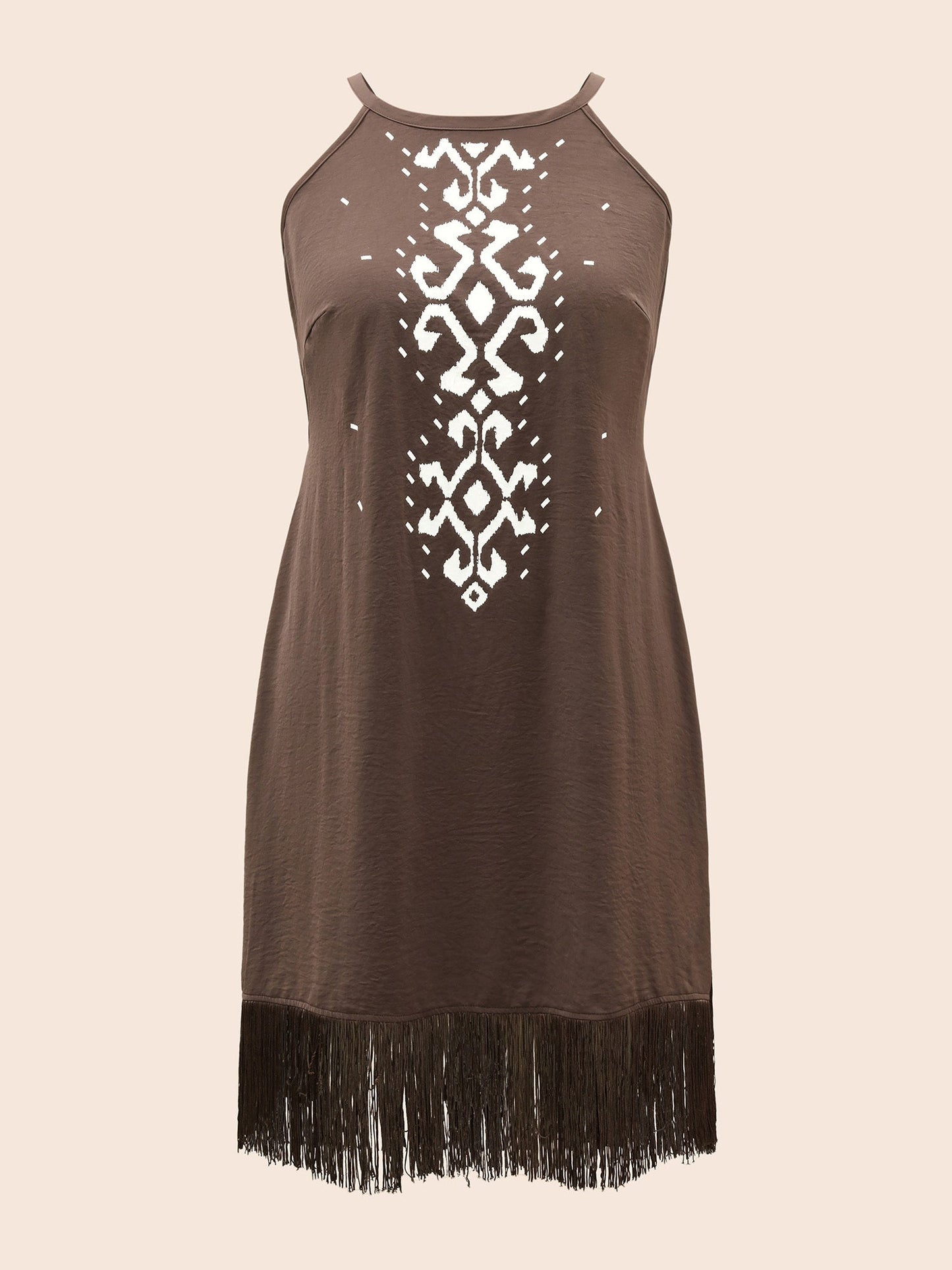Fringed Hem Elastic Waist Midi Dress