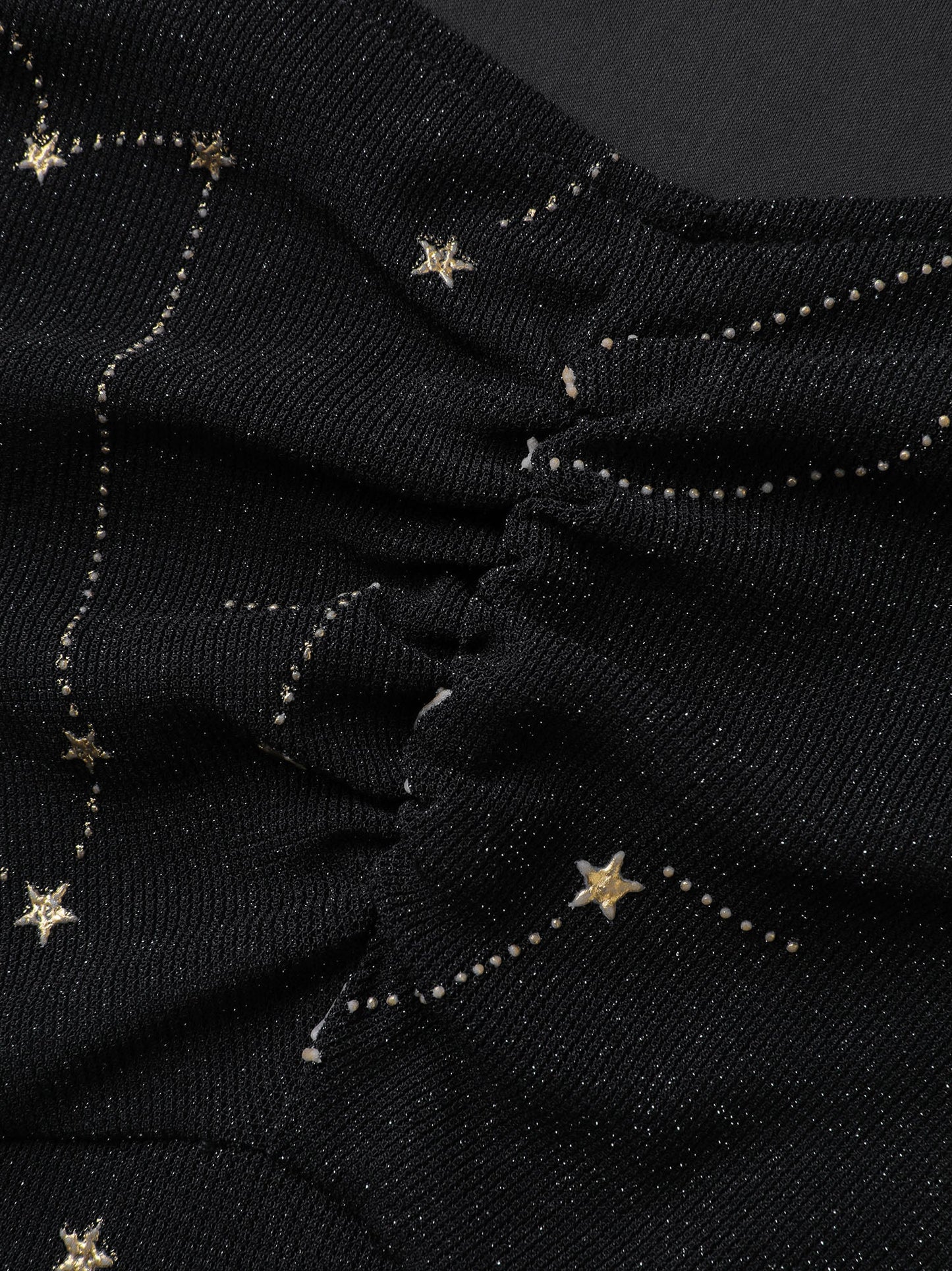 Starry Silk Mesh Flared Sleeve Midi Dress