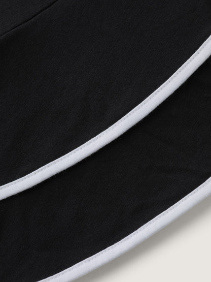 Stretchy Color Contrast Layered Sleeve T-Shirt