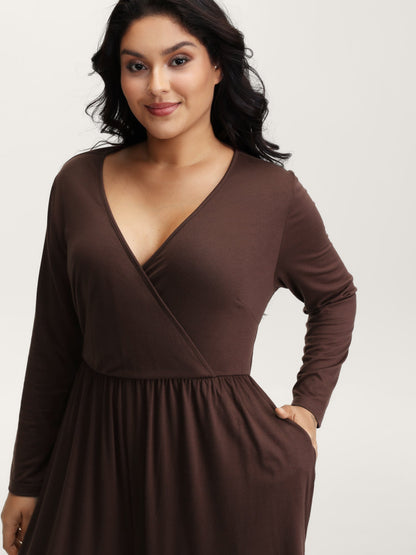 Easy peezy Stretchy Cross-Wrap Drawstring Hem Jumpsuit