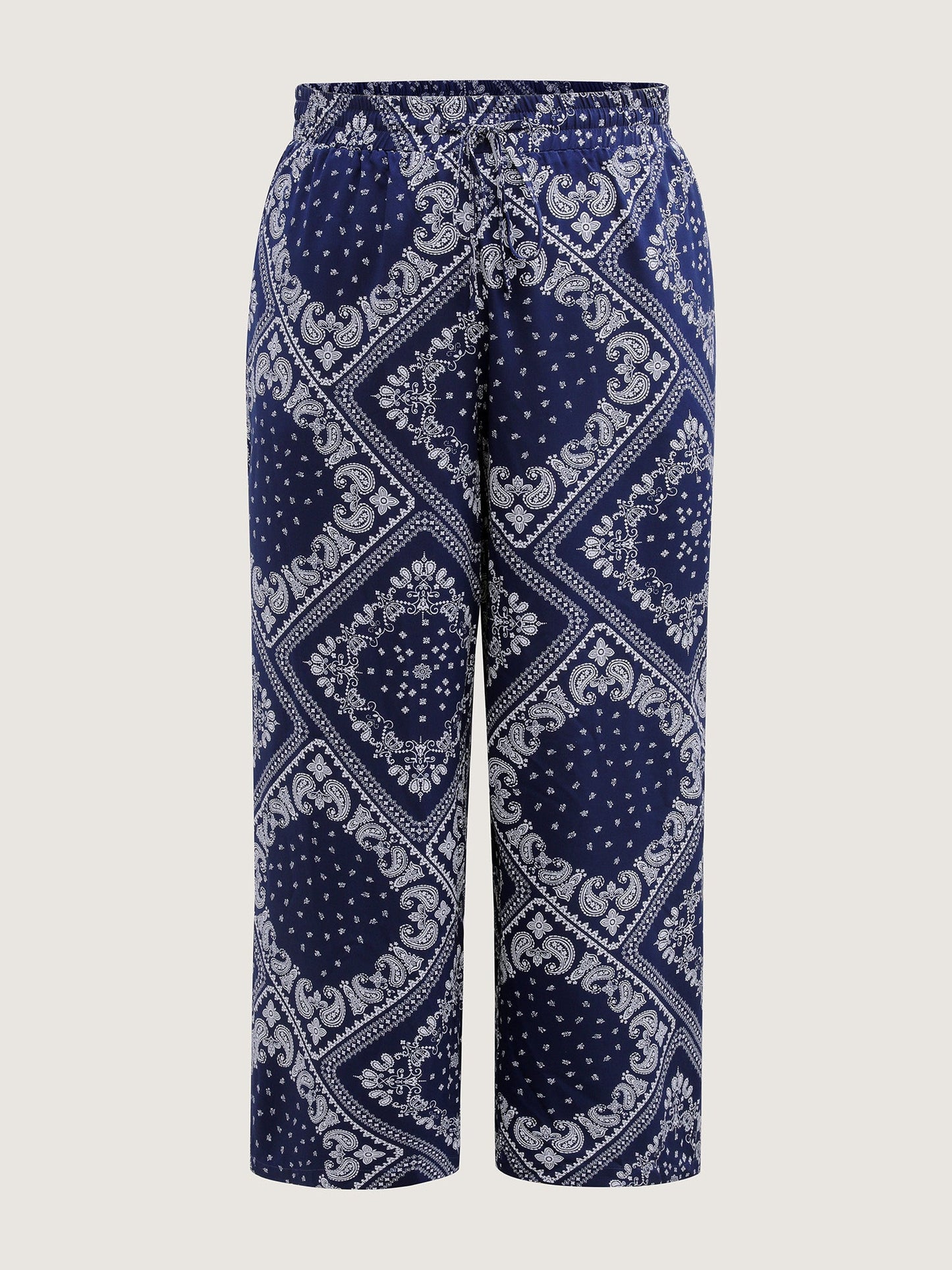 Collage Scarf Pattern Straight-Leg Pants