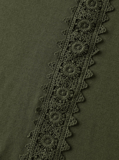 Floral Lace Back Trim T-Shirt