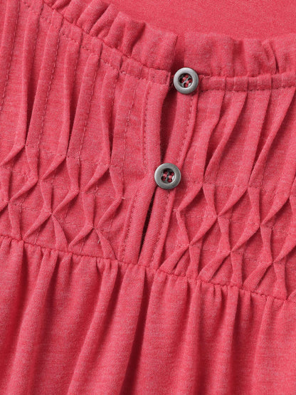Stretchy Ruched Neckline Ruffled Neck T-Shirt