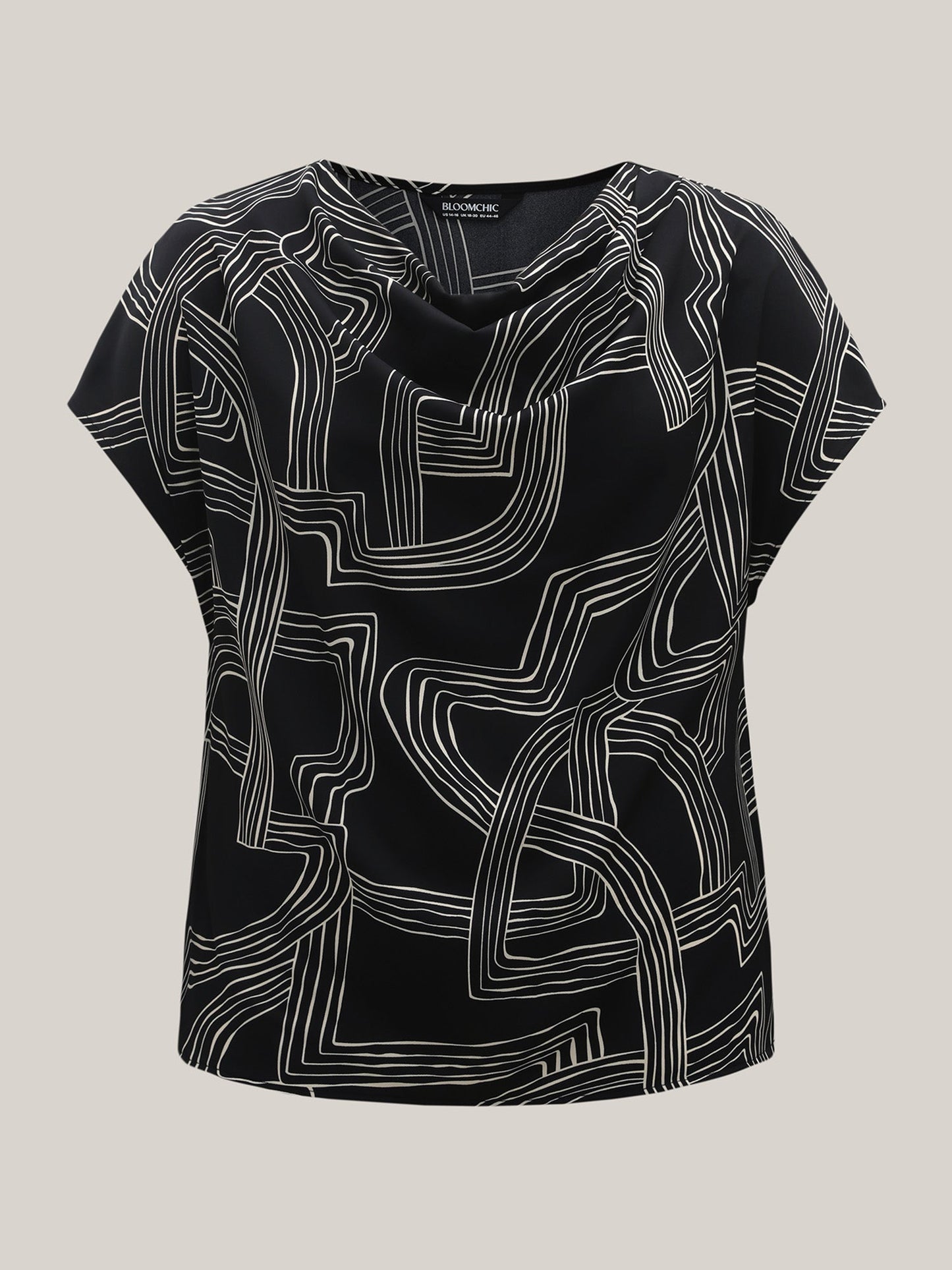 Abstract Print Cowl Neck Blouse
