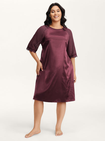 Satin Semi-Sheer Contrast Sleep Dress