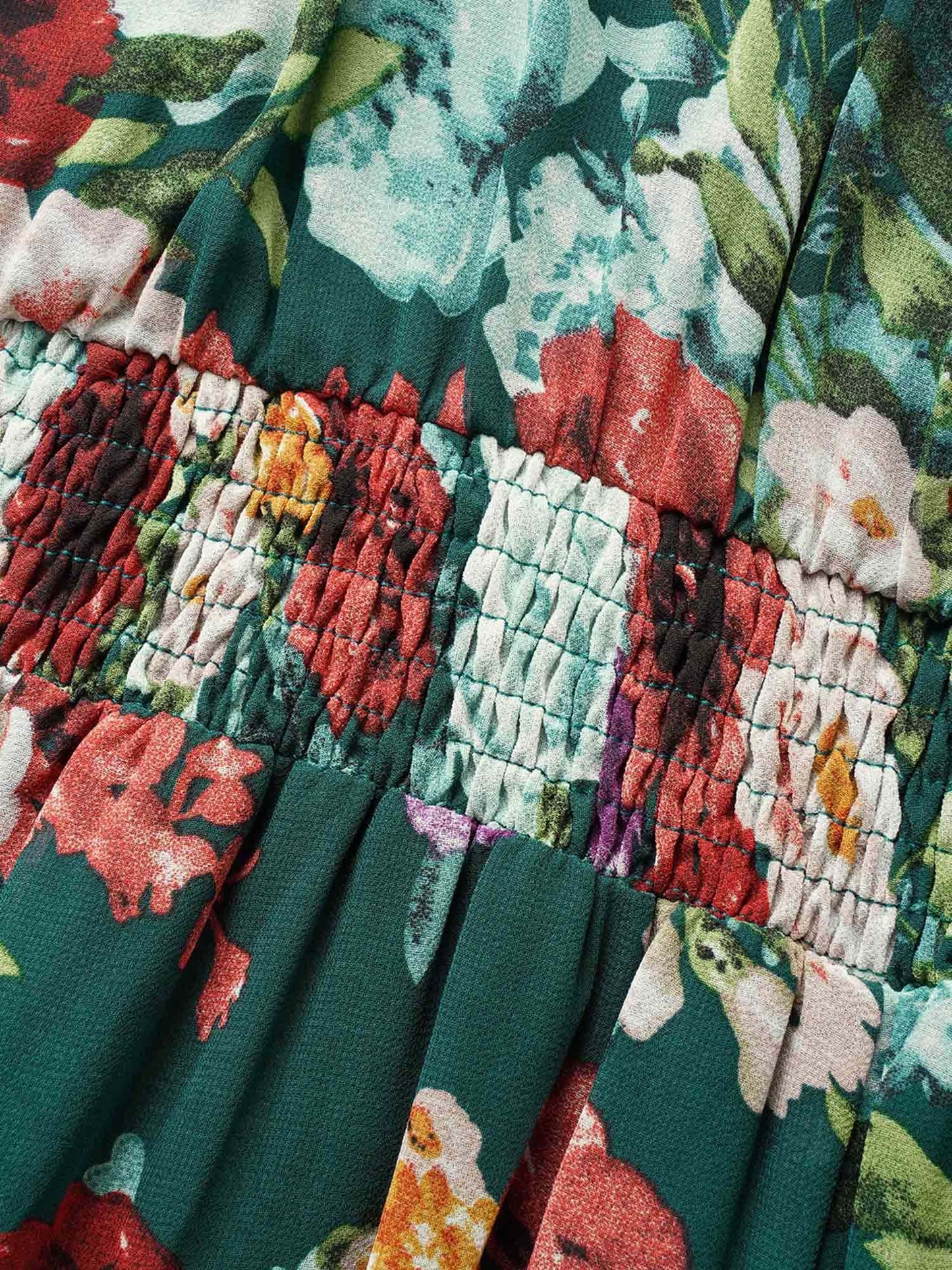 V Neck Chiffon Floral Dolman Sleeve Dress