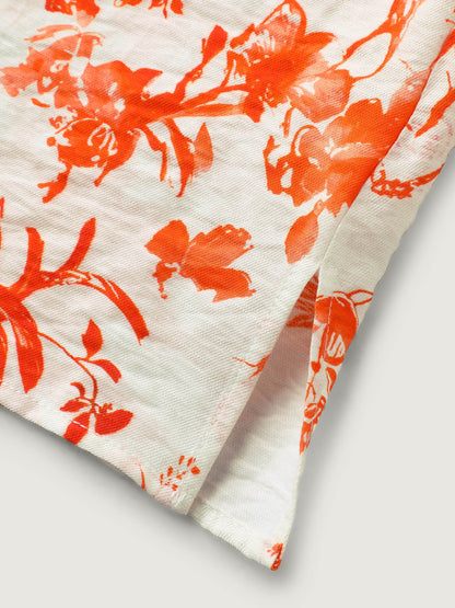Floral Print Pleated Front Blouse