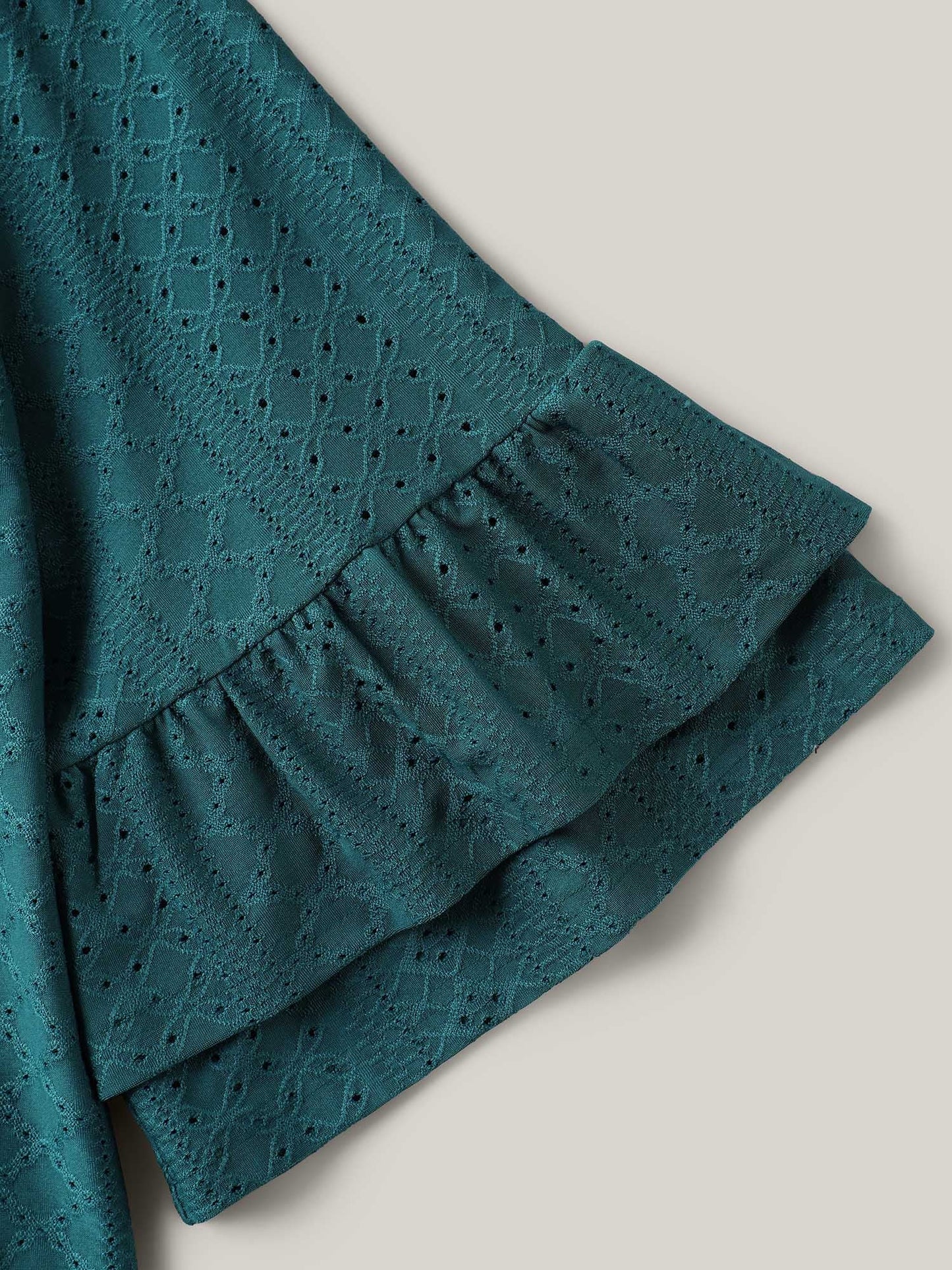 Eyelet Trim Seven-Quarter Sleeve Top