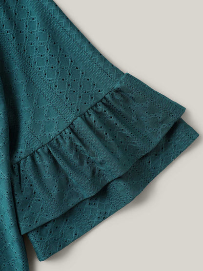 Eyelet Trim Seven-Quarter Sleeve Top