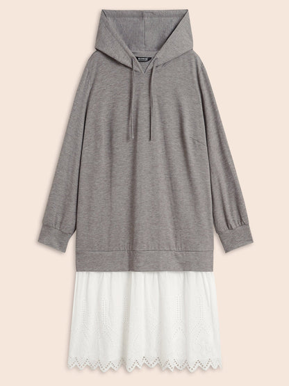 Contrast Patchwork Hooded Sweatshirt Dress