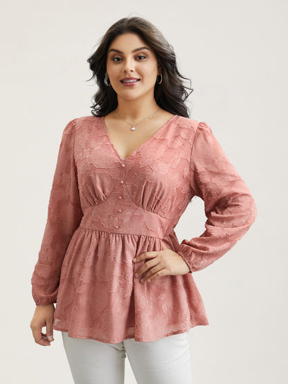 Textured Waist-Cinched Lined Button Shirt