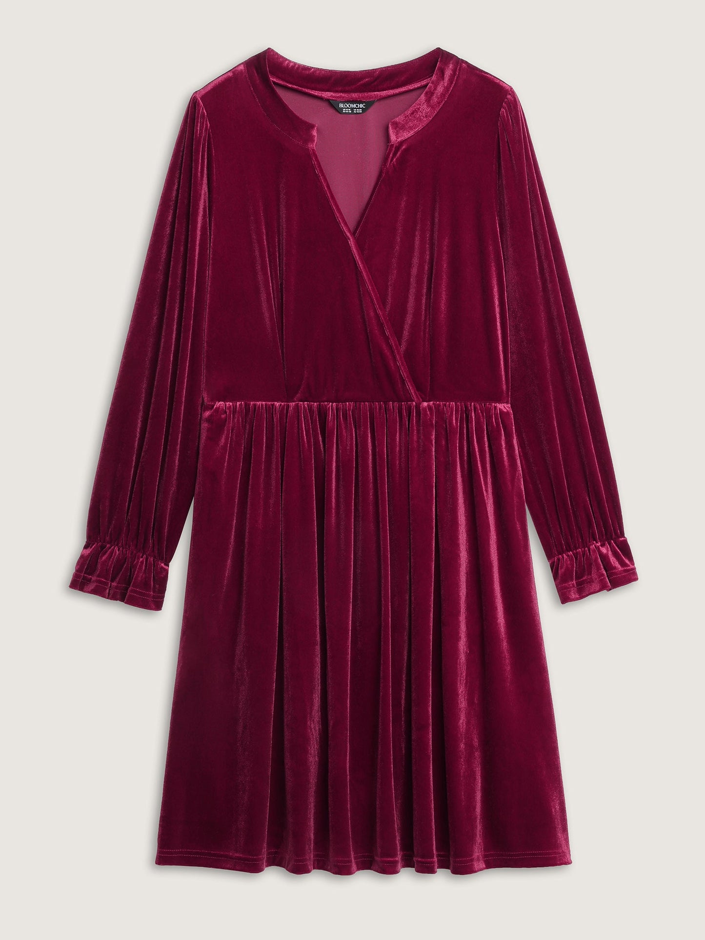 Velvet Pockets Wrap Neck Midi Dress