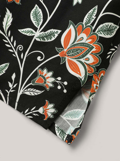 Floral Toothpick Pleats Flowy Blouse