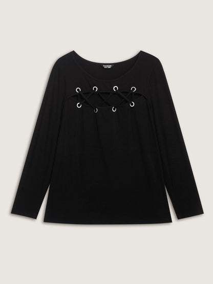 Supersoft Cross-Tie Cut-Out Fitted T-Shirt