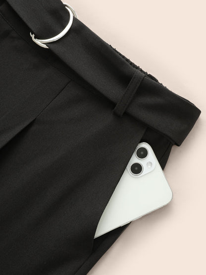 Mid Pleated Rise Belted Pants