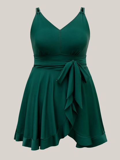 Flared Hem Tied Adjustable Swim Dress