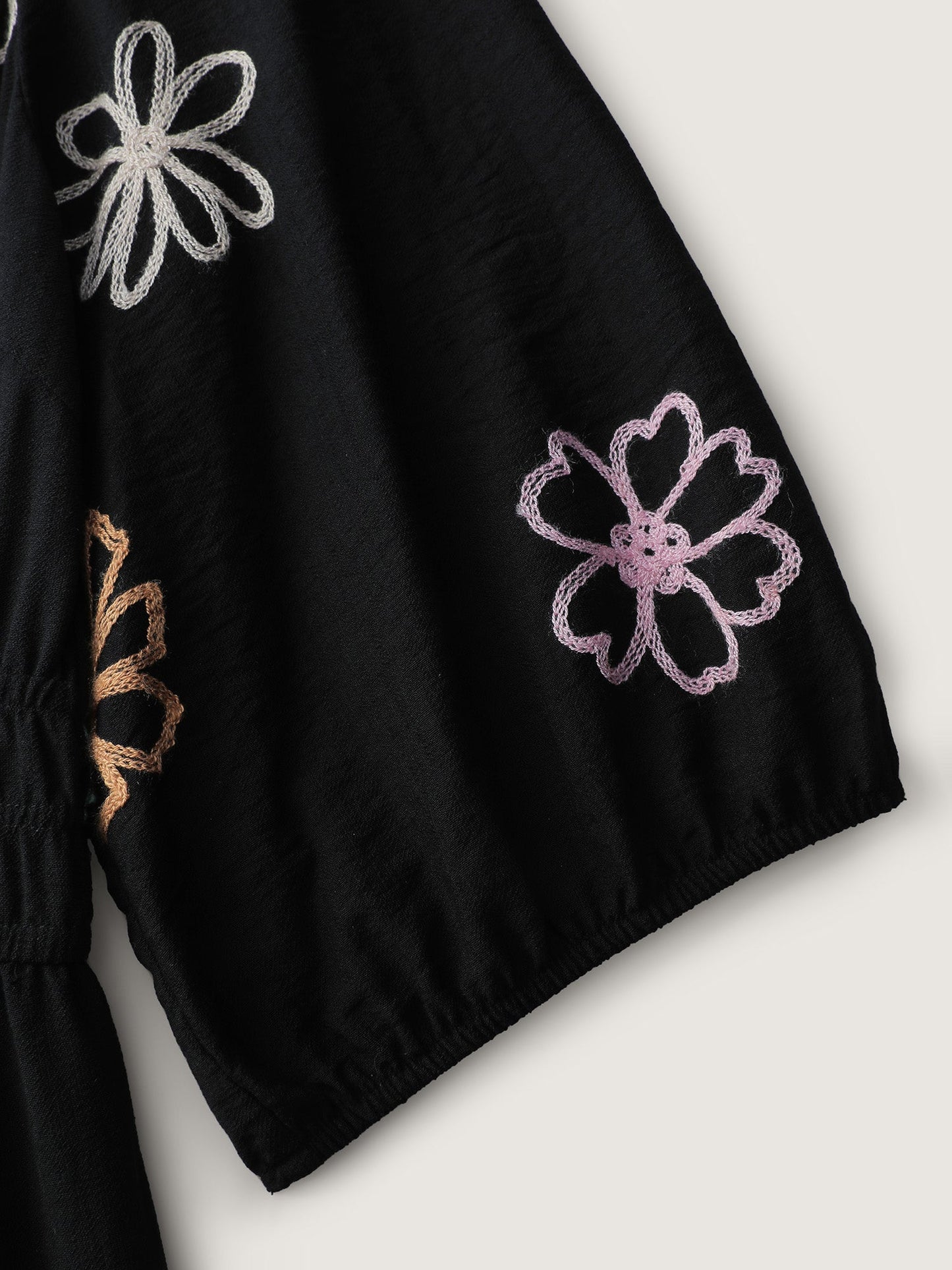 Colorful Embroidered Waist-Defining Midi Dress