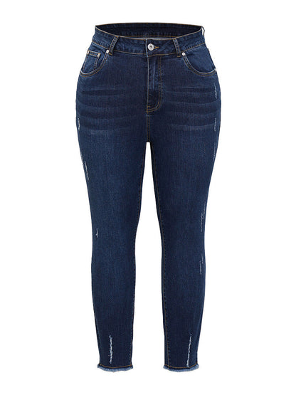 Straight Leg Very Stretchy Raw Hem Jeans