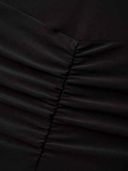 High-Waisted Ruched Pocket Swim Bottoms