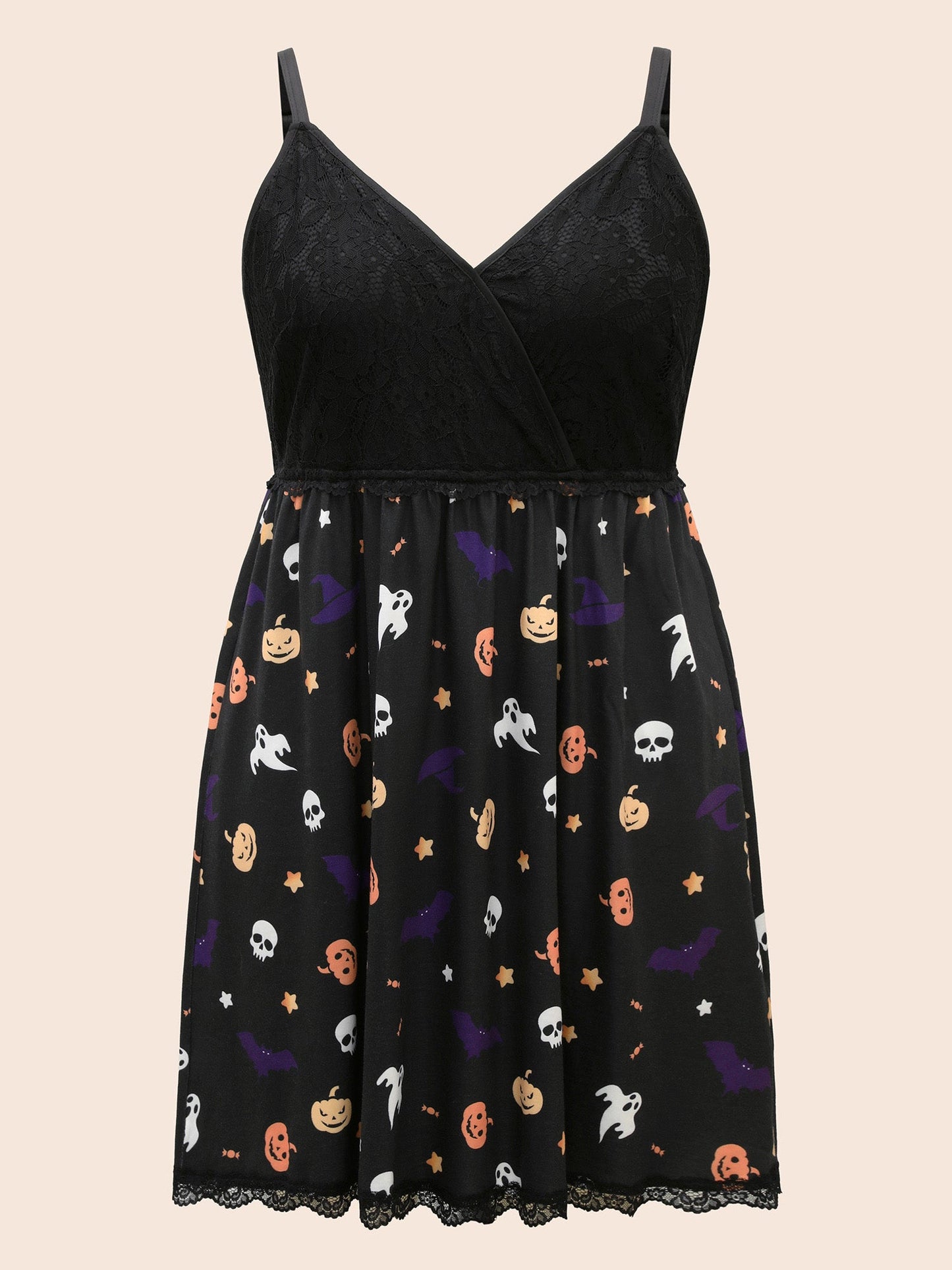 Lace Pumpkin Printed Bust-Defining Mini Dress