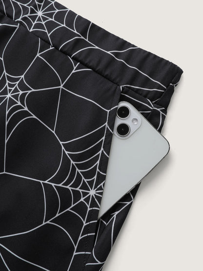 Spiderweb Halloween Print Mini Skirt