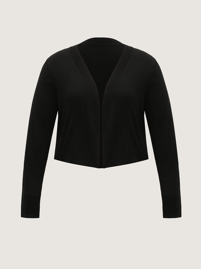 Woolen Blend Cropped Knit Cardigan
