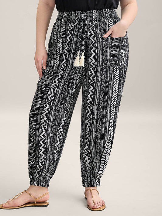 Boho Stripes Tassels Jogger Pants