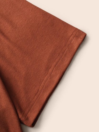 V Neck Button Detail Ruched T-shirt