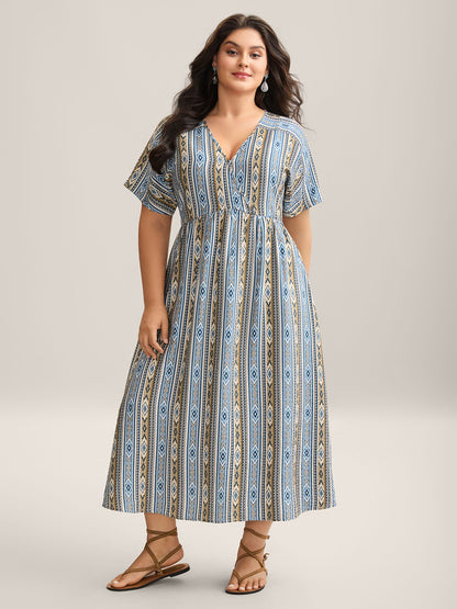 Boho Stripes Rayon Pockets Maxi Dress