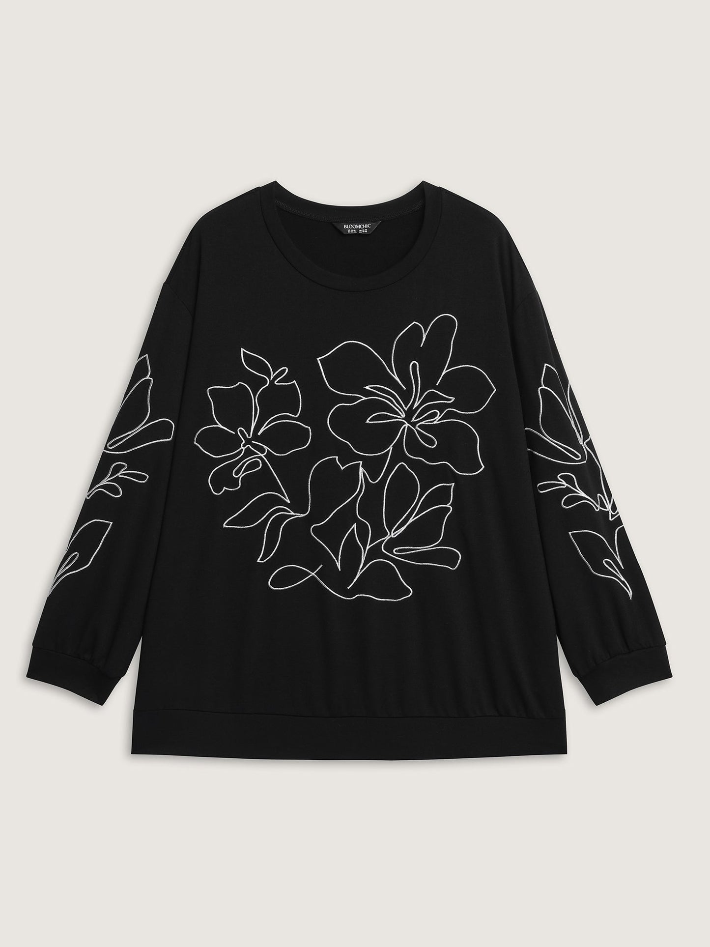 Floral Embroidery Relaxed Fit Sweatshirt
