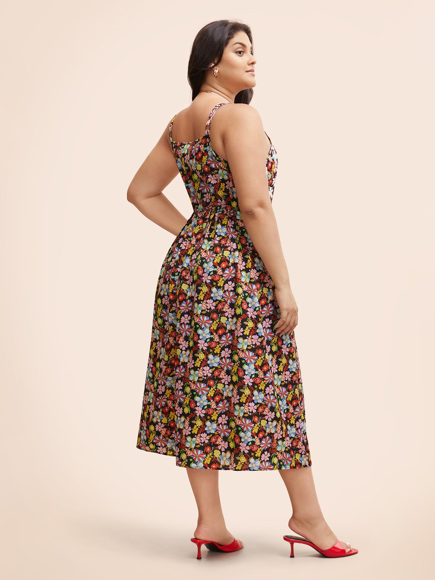 Ditsy Floral Elastic Waist Cami Dress