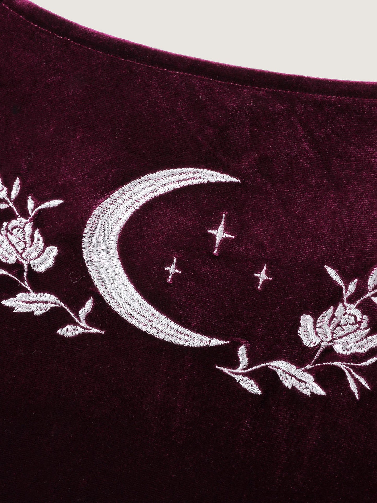Mystical Moon Embroidery Velvet Midi Dress