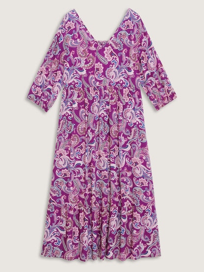 Paisley Rayon Back Cut-Out Maxi Dress