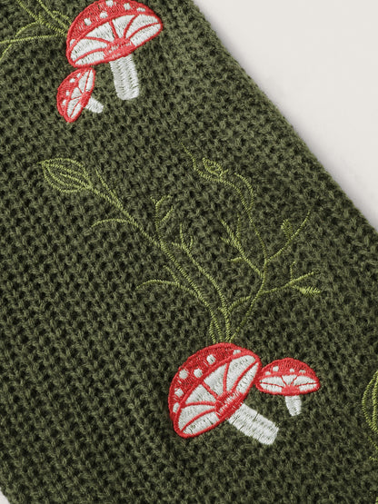 Mushroom Halloween Embroidery A-Line Pullover