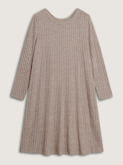 Lace Cut-Out Back Stretchy Knit Midi Dress