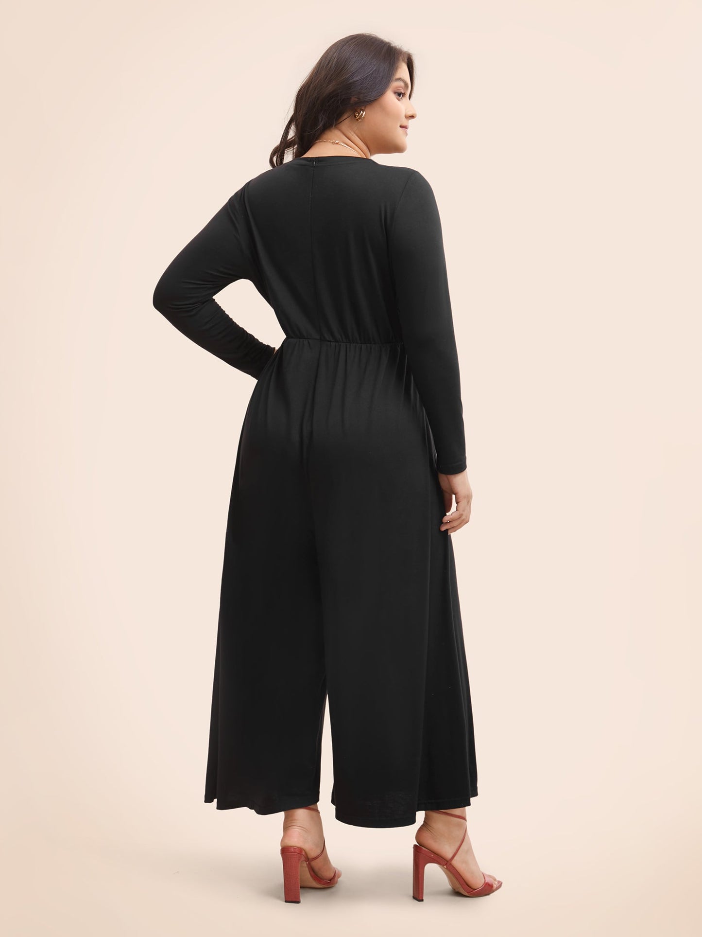Crew Neck Crochet Lace Cut Out Jumpsuit