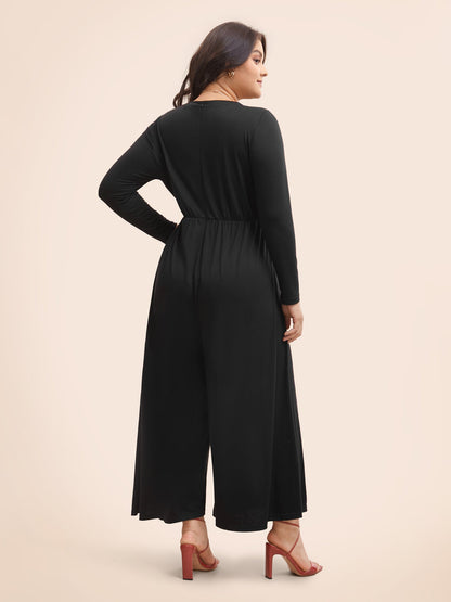 Crew Neck Crochet Lace Cut Out Jumpsuit