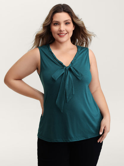 Supersoft Stretchy Bowknot Neckline Tank Top