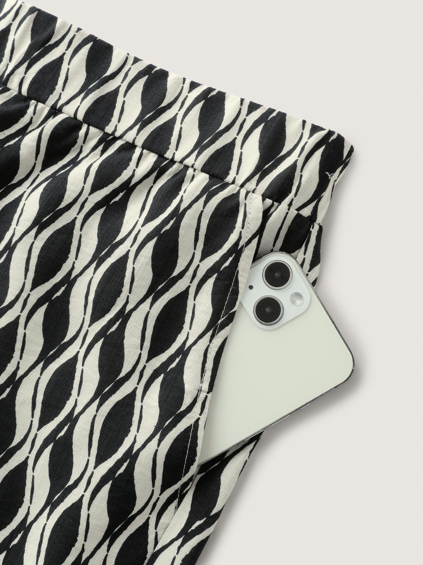 Geometric Print Stretchy Waist Wide-Leg Pants