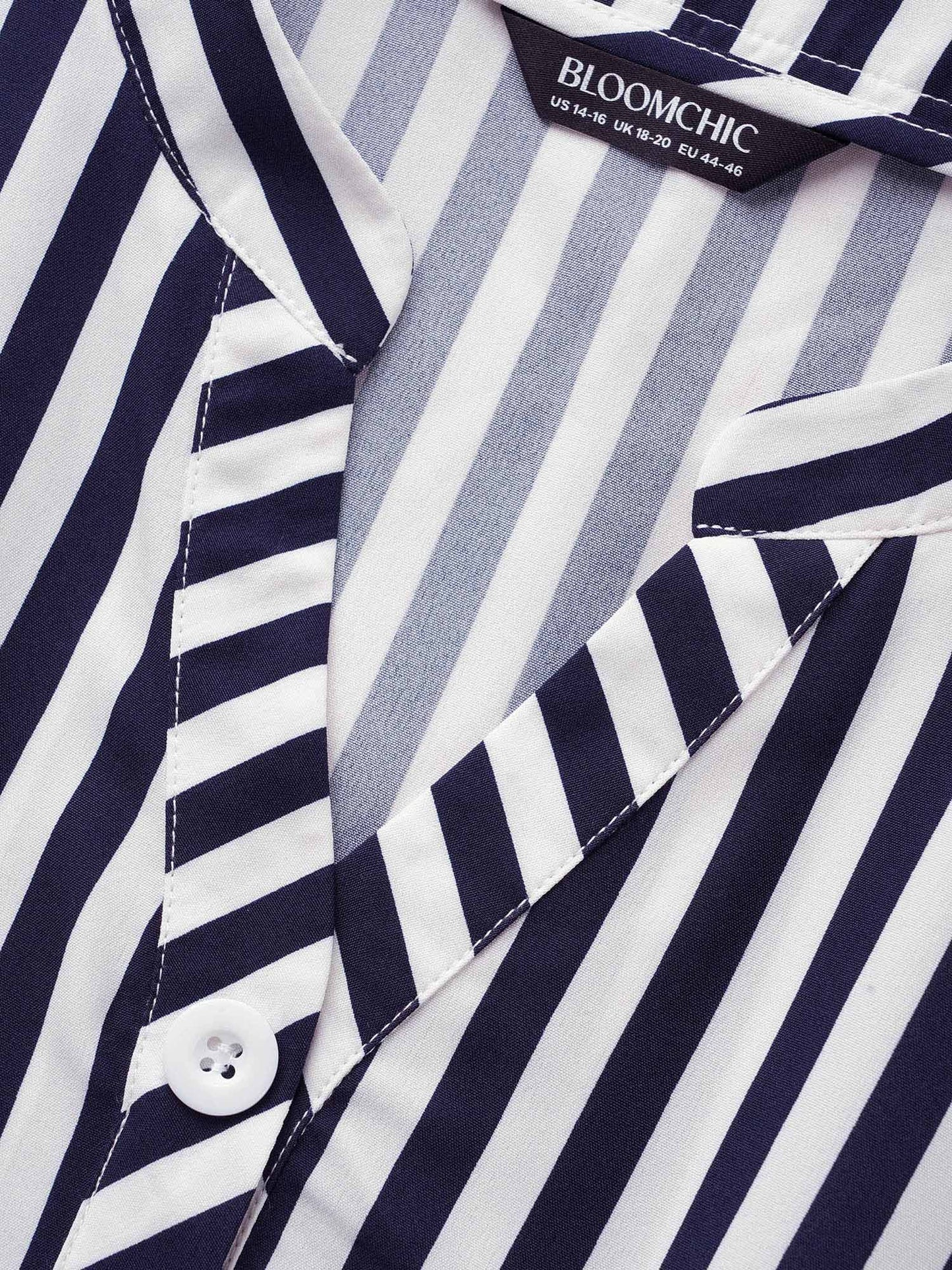 Striped Notched Button Detail Midi Dress