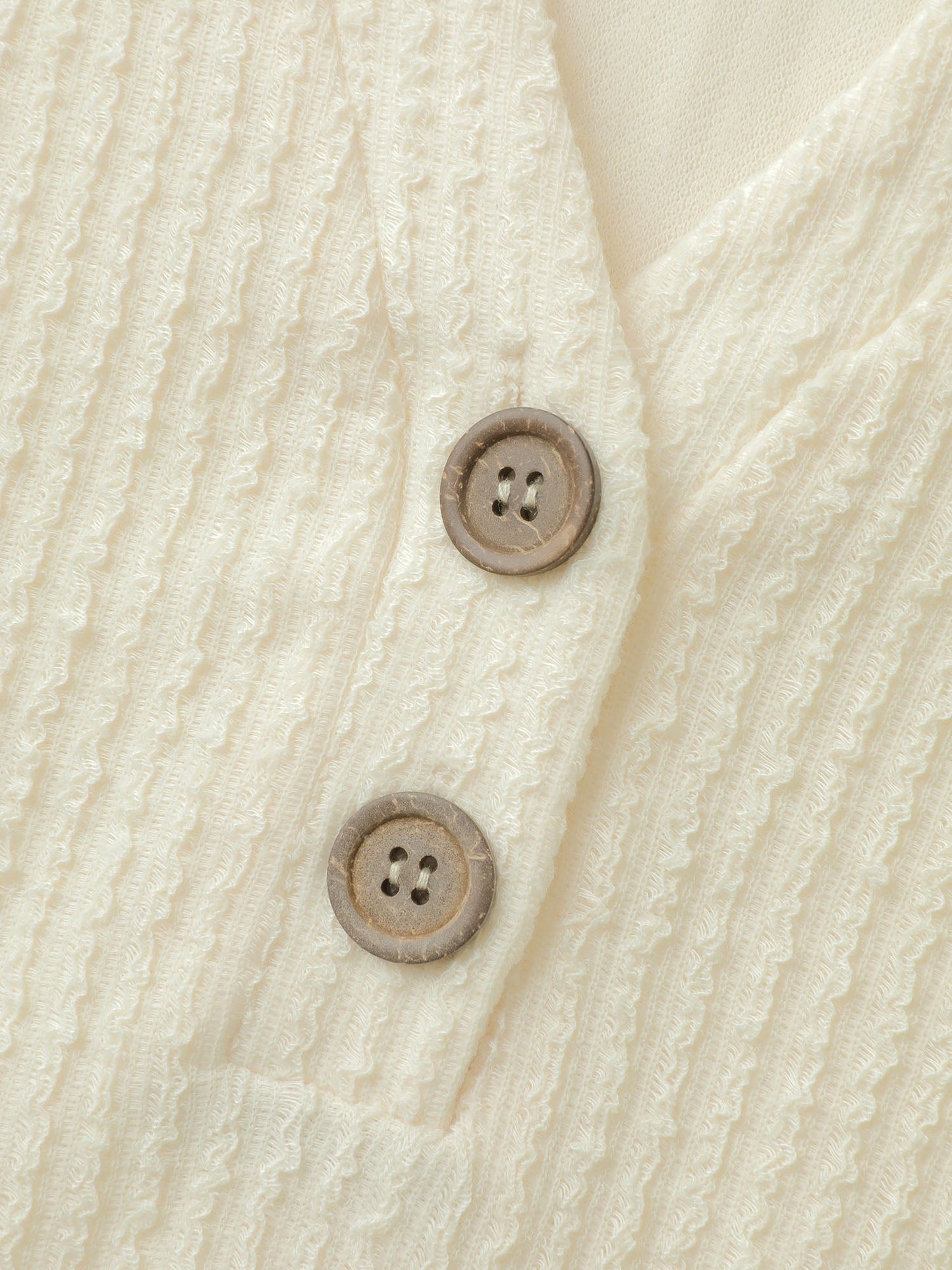 Textured Spliced Button Detail Hoodie