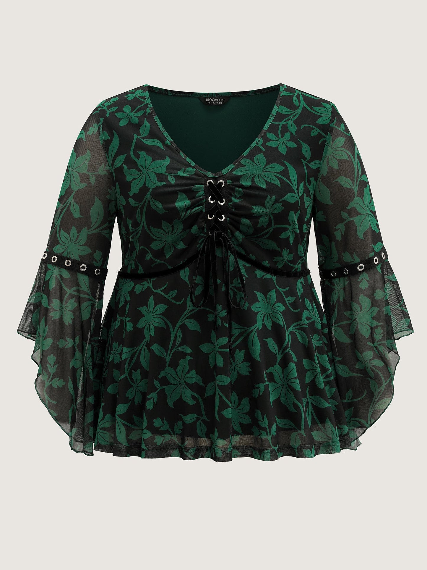 Floral Print Adjustable Bodice Mesh Top