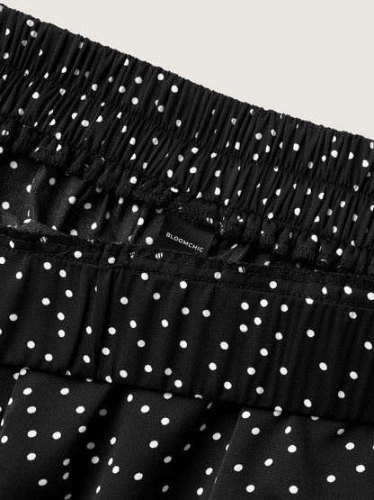 Little Dots Asymmetrical Hem Slit Pants