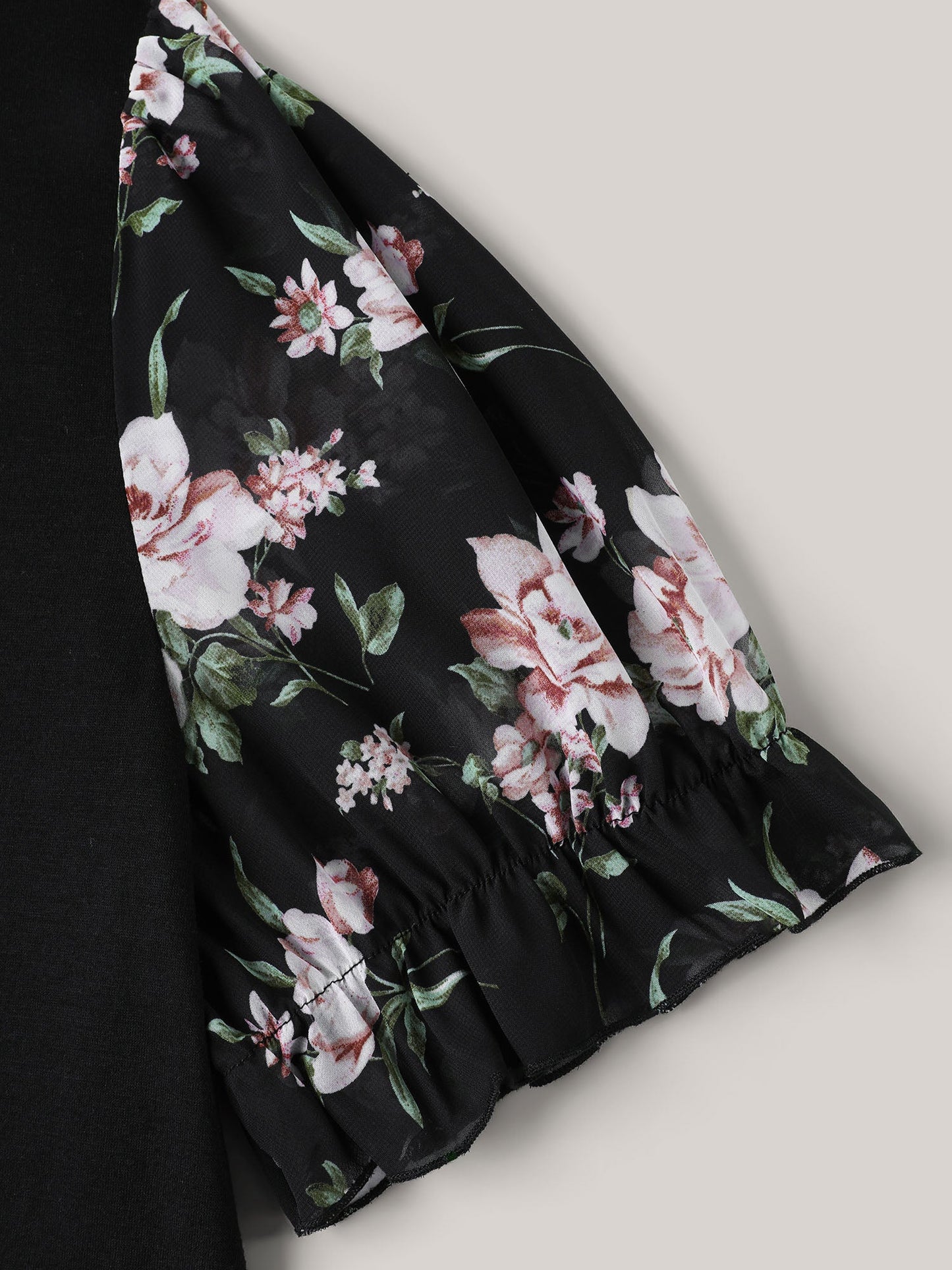 Printed Puff Sleeve Crew Neck T-Shirt