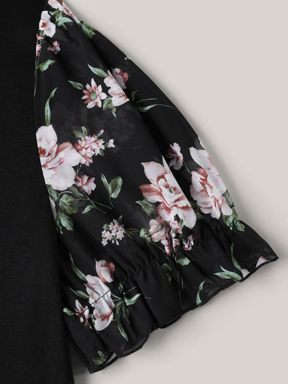 Printed Puff Sleeve Crew Neck T-Shirt
